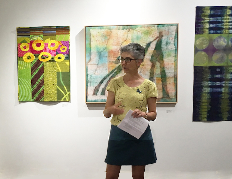 Gallery talk at fiberart exhibition by Eve Jacobs-Carnahan