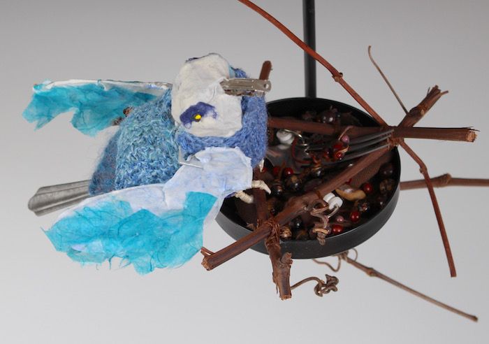 Knitting feathers for my bird sculptures - Eve Jacobs-Carnahan - Knitted  Sculpture