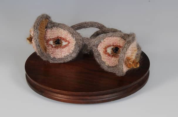 Narrow Vision knitted sculpture in eyeglasses series ©2006 Eve Jacobs-Carnahan