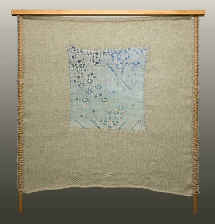 Contemplative_Window_I_felted_wool_lace_wall_art_49 x 46 x 6 inches_© 2005 Eve_Jacobs-Carnahan
