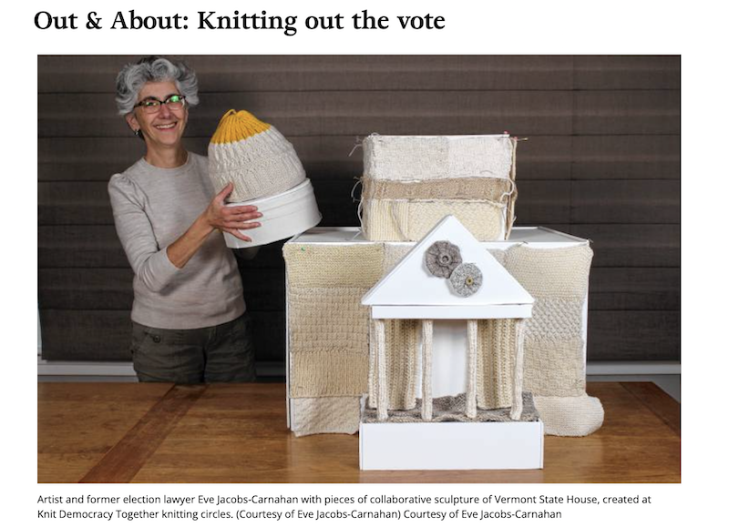 Valley News article about Knit Democracy Together 2022-07-24