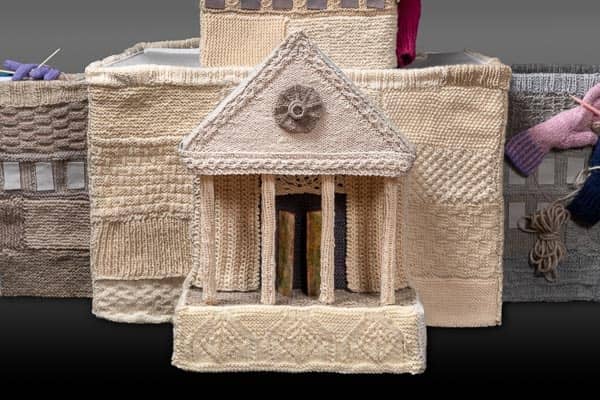 knitted sculpture based on Vermont State House